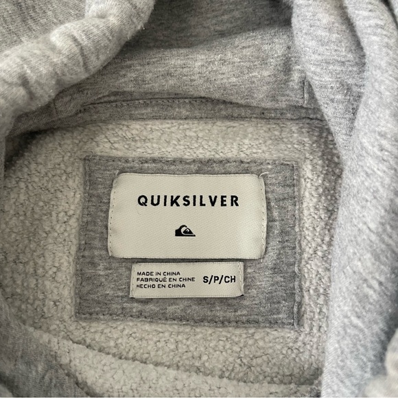 Quiksilver Hoodie Men’s Small Grey With Navy Logo Drawstrings - Picture 2 of 16